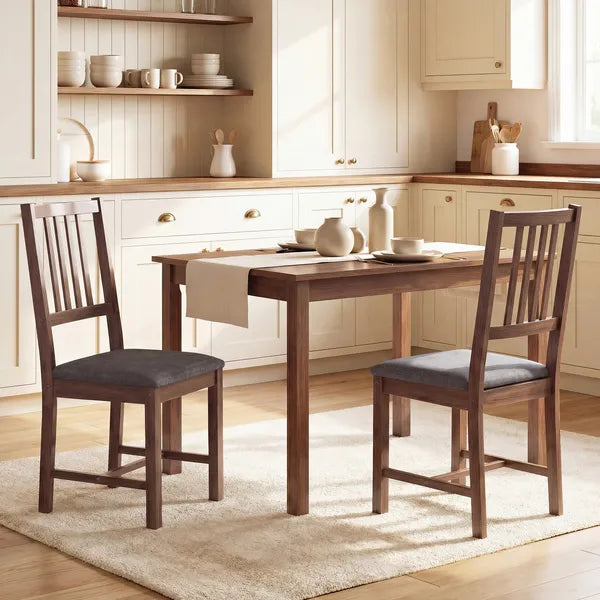 HOMCOM Set of 2 Dining Chairs, Upholstered Dining Room Chairs with Rubberwood Legs and Slat Backrest for Kitchen, Gray - product image 10
