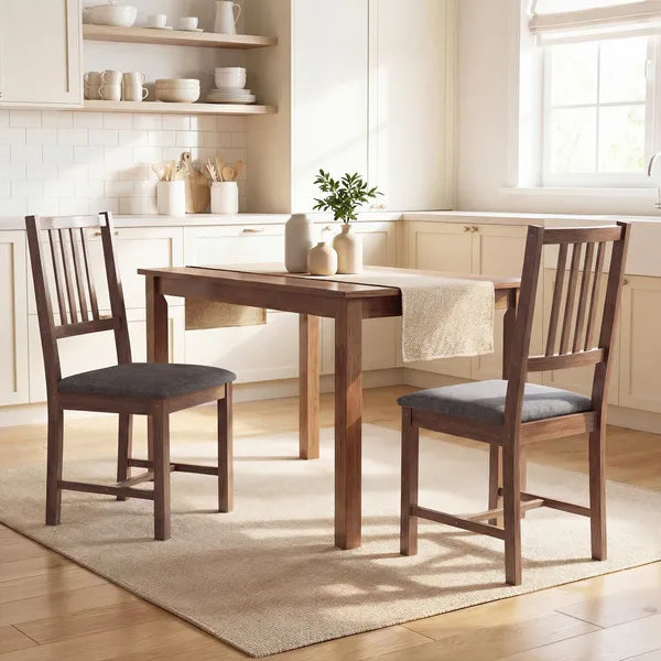 HOMCOM Set of 2 Dining Chairs, Upholstered Dining Room Chairs with Rubberwood Legs and Slat Backrest for Kitchen, Gray - product image 11