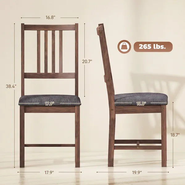 HOMCOM Set of 2 Dining Chairs, Upholstered Dining Room Chairs with Rubberwood Legs and Slat Backrest for Kitchen, Gray - product image 3
