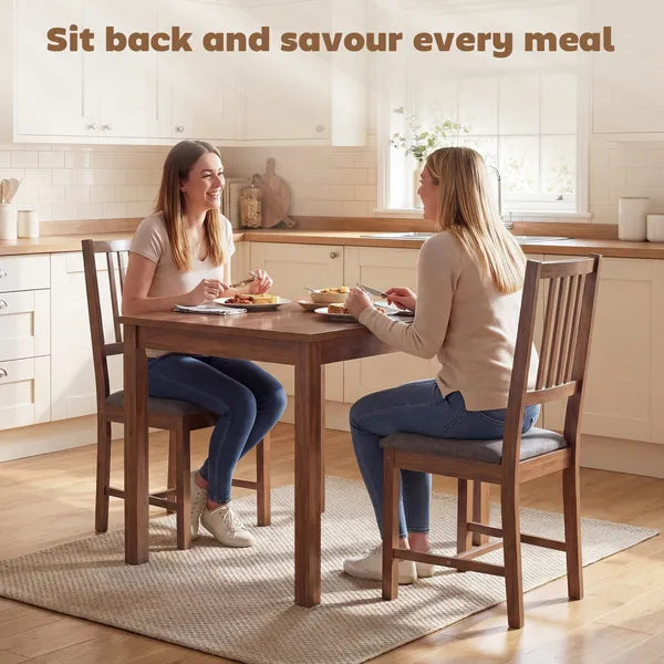 HOMCOM Set of 2 Dining Chairs, Upholstered Dining Room Chairs with Rubberwood Legs and Slat Backrest for Kitchen, Gray - product image 4