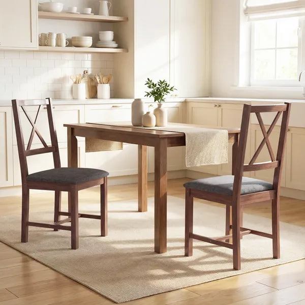 HOMCOM Set of 2 Dining Chairs, Upholstered X-Back Dining Room Chairs with Rubberwood Legs and Padded Seat for Kitchen, Gray - product image 11