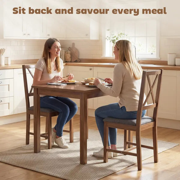HOMCOM Set of 2 Dining Chairs, Upholstered X-Back Dining Room Chairs with Rubberwood Legs and Padded Seat for Kitchen, Gray - product image 4