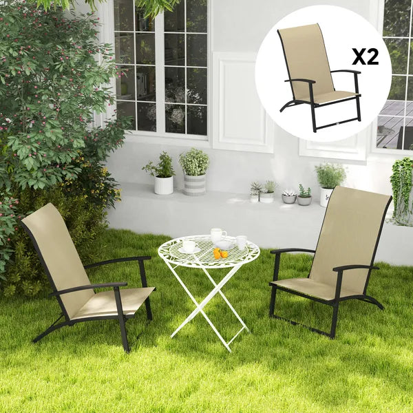 Outsunny Set of 2 Outdoor Dining Chairs with High Back, Armrests, Folding Patio Chairs for Patio, Lawn, Camping, Beige - product image 8