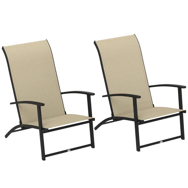 Outsunny Set of 2 Outdoor Dining Chairs with High Back, Armrests, Folding Patio Chairs for Patio, Lawn, Camping, Beige - product image 12