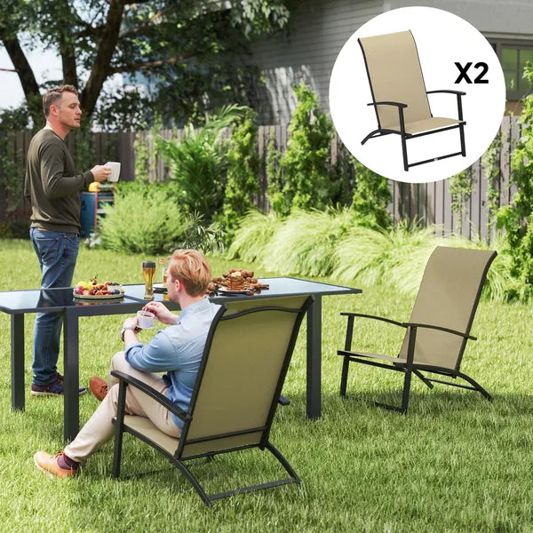 Outsunny Set of 2 Outdoor Dining Chairs with High Back, Armrests, Folding Patio Chairs for Patio, Lawn, Camping, Beige - product image 2