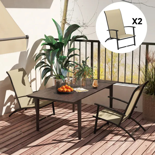 Outsunny Set of 2 Outdoor Dining Chairs with High Back, Armrests, Folding Patio Chairs for Patio, Lawn, Camping, Beige - product image 9