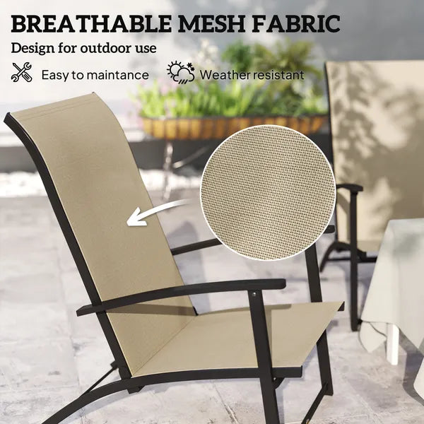 Outsunny Set of 2 Outdoor Dining Chairs with High Back, Armrests, Folding Patio Chairs for Patio, Lawn, Camping, Beige - product image 4