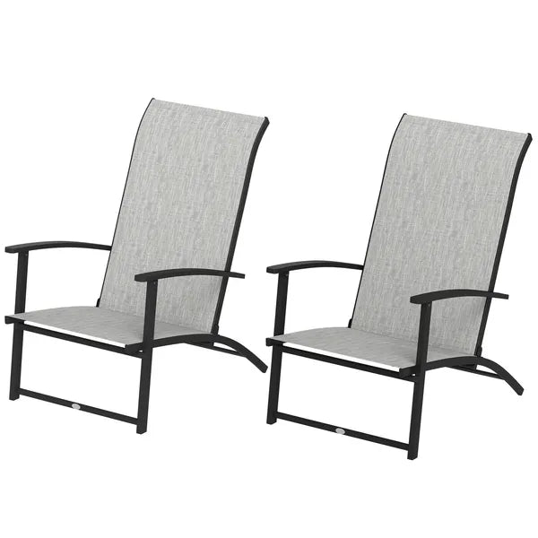 Outsunny Set of 2 Outdoor Dining Chairs with High Back, Armrests, Folding Patio Chairs for Patio, Lawn, Camping, Gray - product image 1