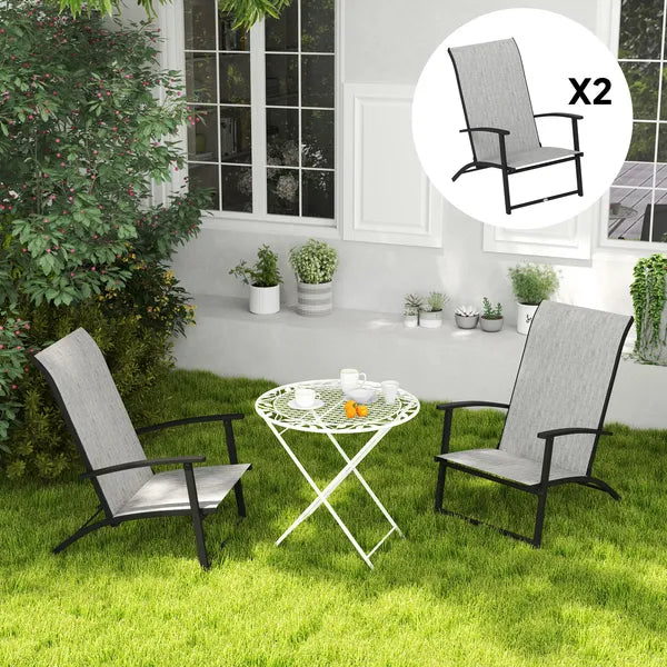 Outsunny Set of 2 Outdoor Dining Chairs with High Back, Armrests, Folding Patio Chairs for Patio, Lawn, Camping, Gray - product image 8