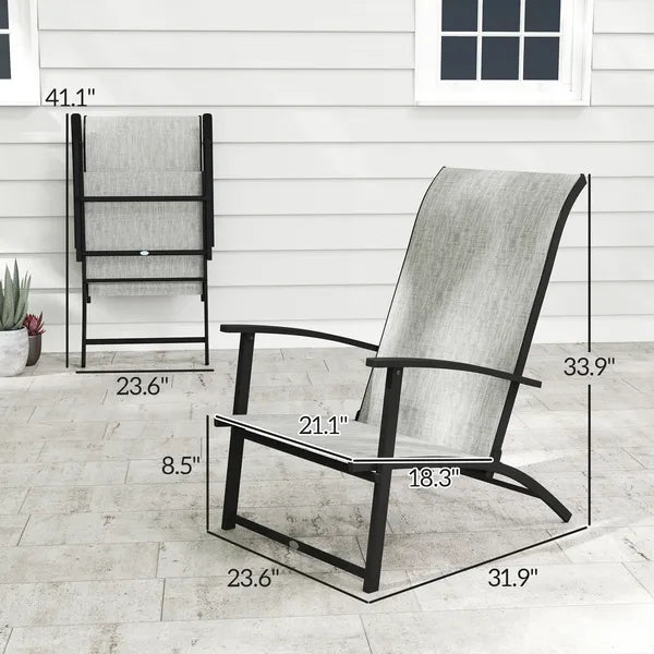 Outsunny Set of 2 Outdoor Dining Chairs with High Back, Armrests, Folding Patio Chairs for Patio, Lawn, Camping, Gray - product image 3
