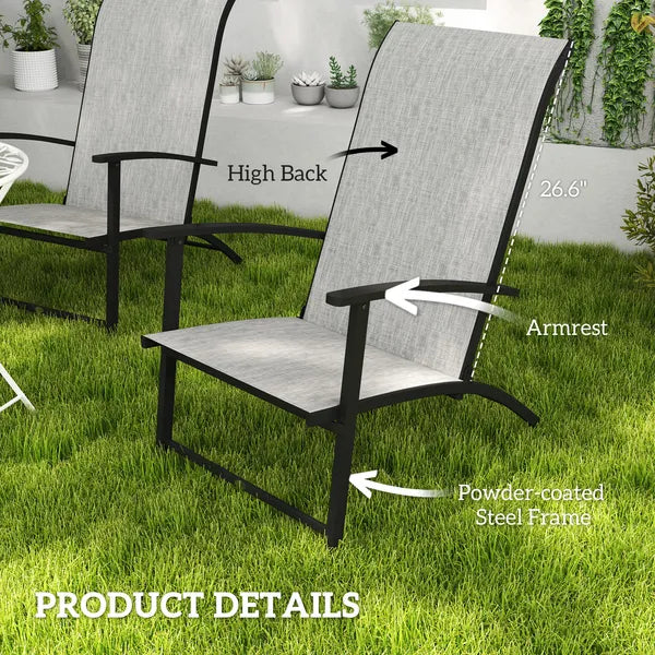 Outsunny Set of 2 Outdoor Dining Chairs with High Back, Armrests, Folding Patio Chairs for Patio, Lawn, Camping, Gray - product image 6