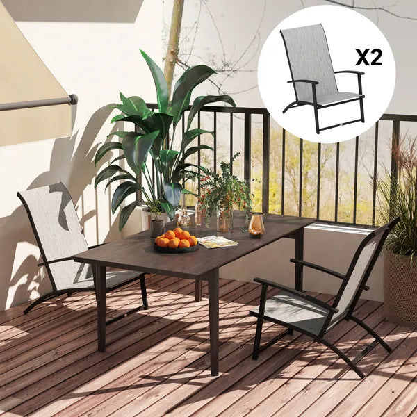 Outsunny Set of 2 Outdoor Dining Chairs with High Back, Armrests, Folding Patio Chairs for Patio, Lawn, Camping, Gray - product image 9