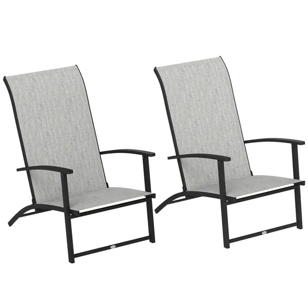 Outsunny Set of 2 Outdoor Dining Chairs with High Back, Armrests, Folding Patio Chairs for Patio, Lawn, Camping, Gray - product image 11