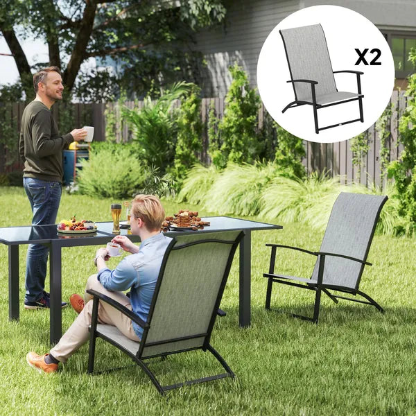 Outsunny Set of 2 Outdoor Dining Chairs with High Back, Armrests, Folding Patio Chairs for Patio, Lawn, Camping, Gray - product image 2
