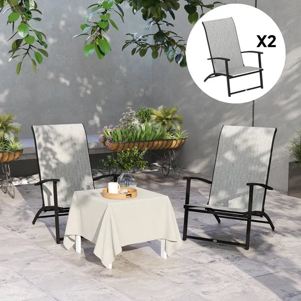 Outsunny Set of 2 Outdoor Dining Chairs with High Back, Armrests, Folding Patio Chairs for Patio, Lawn, Camping, Gray - product image 7