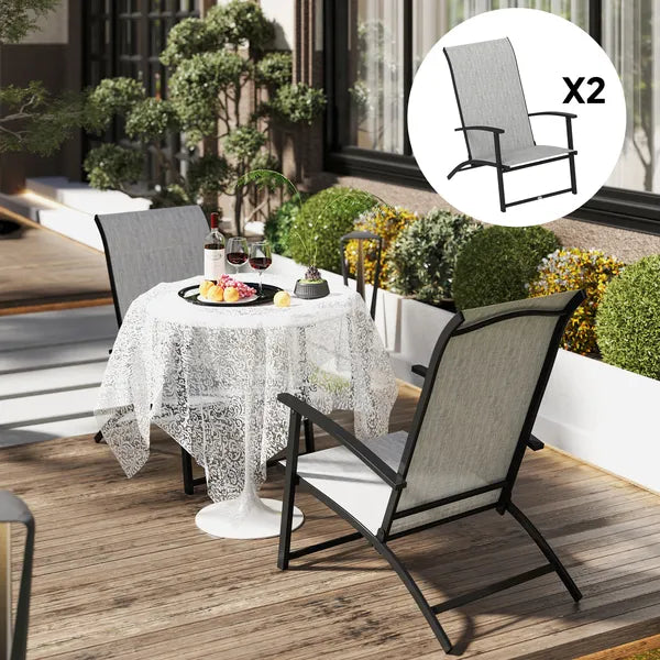 Outsunny Set of 2 Outdoor Dining Chairs with High Back, Armrests, Folding Patio Chairs for Patio, Lawn, Camping, Gray - product image 10