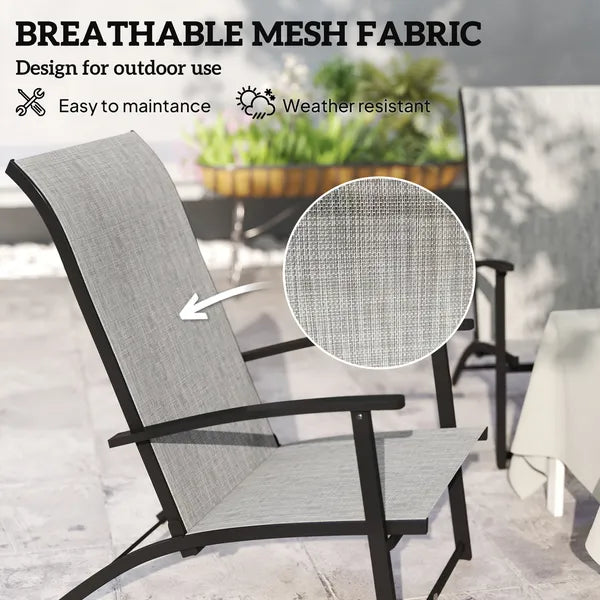 Outsunny Set of 2 Outdoor Dining Chairs with High Back, Armrests, Folding Patio Chairs for Patio, Lawn, Camping, Gray - product image 4