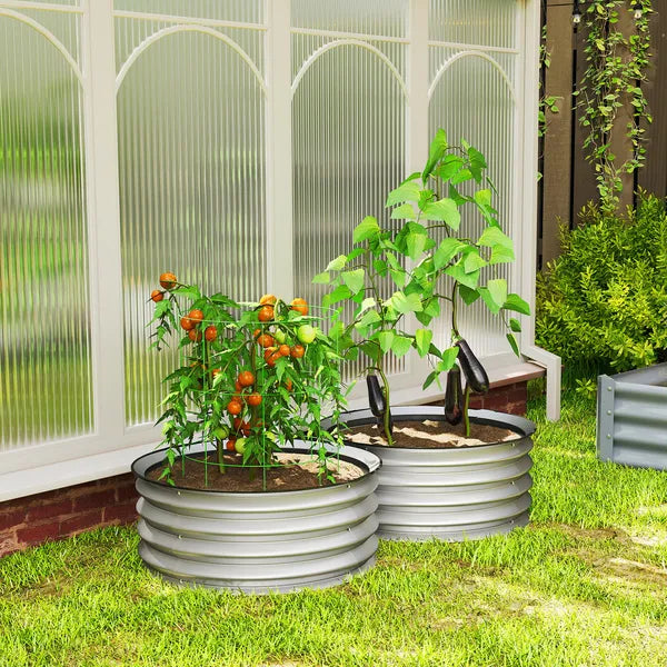 Set of 2 Raised Garden Bed, Metal Planter Box with Safety Edging, Easy-to-assemble Stock Tank 2'x2'x1' Silver - product image 9