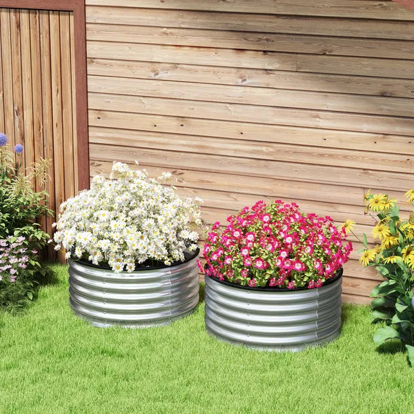 Outsunny Set of 2 Raised Garden Bed, Metal Planter Box with Safety Edging, Easy-to-assemble Stock Tank 3'x3'x1.4' Silver - product image 10