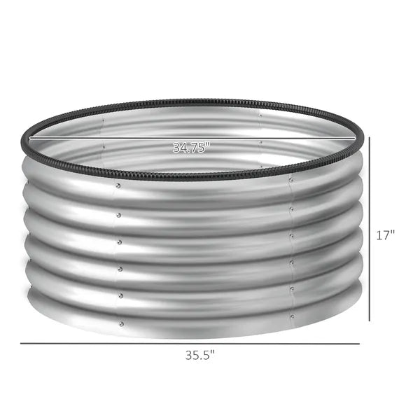Outsunny Set of 2 Raised Garden Bed, Metal Planter Box with Safety Edging, Easy-to-assemble Stock Tank 3'x3'x1.4' Silver - product image 3