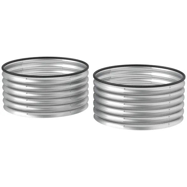 Outsunny Set of 2 Raised Garden Bed, Metal Planter Box with Safety Edging, Easy-to-assemble Stock Tank 3'x3'x1.4' Silver - product image 1