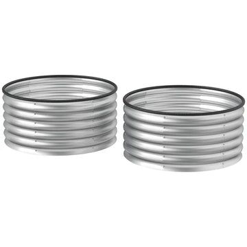 Outsunny Set of 2 Raised Garden Bed, Metal Planter Box with Safety Edging, Easy-to-assemble Stock Tank 3'x3'x1.4' Silver - product image 1