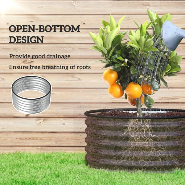 Outsunny Set of 2 Raised Garden Bed, Metal Planter Box with Safety Edging, Easy-to-assemble Stock Tank 3'x3'x1.4' Silver - product image 5
