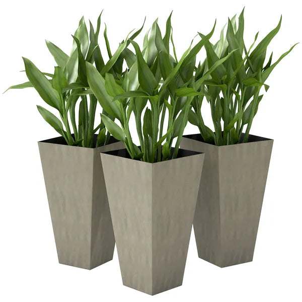 Outsunny Set of 3 28" Tall Plastic Planterswith Drainage Hole, Outdoor Flower Plant Pots, Indoor Planters for Porch Patio and Deck, Gray - product image 11