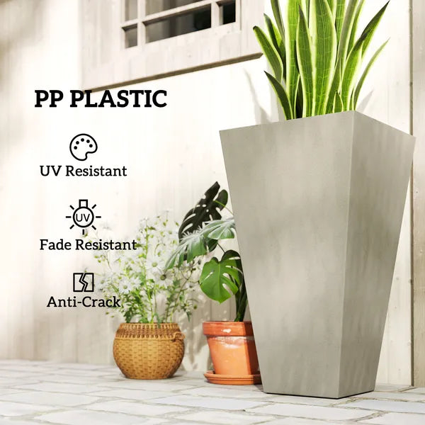 Outsunny Set of 3 28" Tall Plastic Planterswith Drainage Hole, Outdoor Flower Plant Pots, Indoor Planters for Porch Patio and Deck, Gray - product image 6