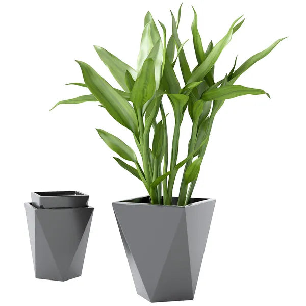 Set of 3 MgO Tall Planters Indoor Outdoor Stackable Flower Pots with Drainage Holes for Garden Balcony Gray - product image 11
