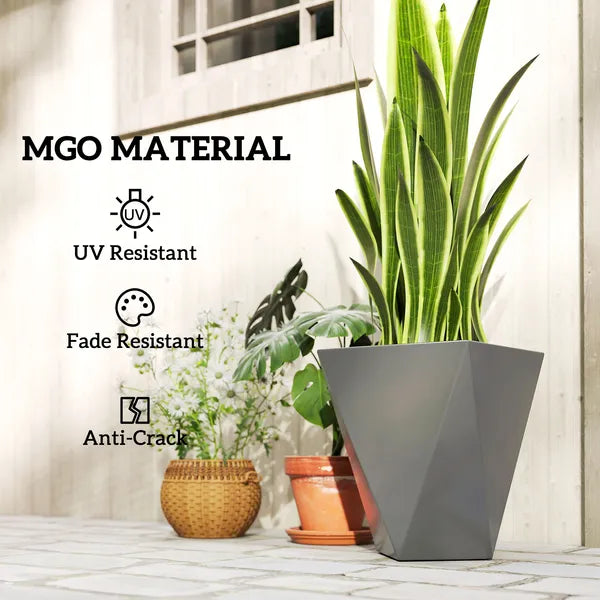 Set of 3 MgO Tall Planters Indoor Outdoor Stackable Flower Pots with Drainage Holes for Garden Balcony Gray - product image 7