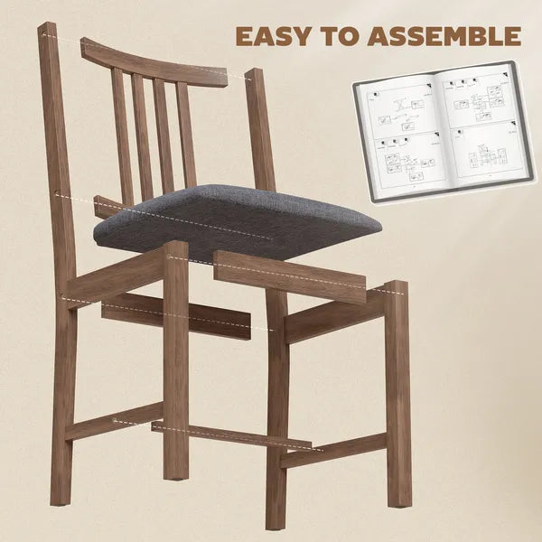 Set of 4 Dining Chairs, Upholstered Dining Room Chairs with Rubberwood Legs and Slat Backrest for Kitchen, Gray - product image 8