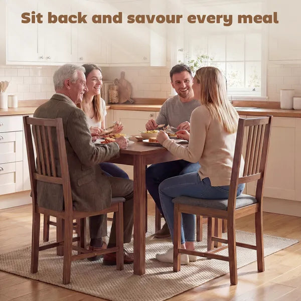 Set of 4 Dining Chairs, Upholstered Dining Room Chairs with Rubberwood Legs and Slat Backrest for Kitchen, Gray - product image 4
