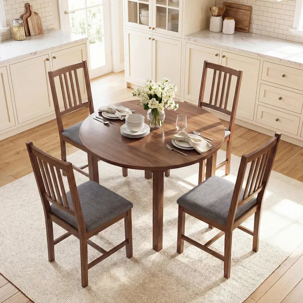 Set of 4 Dining Chairs, Upholstered Dining Room Chairs with Rubberwood Legs and Slat Backrest for Kitchen, Gray - product image 9