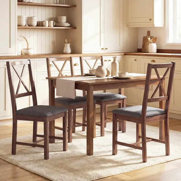 HOMCOM Set of 4 Dining Chairs, Upholstered X-Back Dining Room Chairs with Rubberwood Legs and Padded Seat for Kitchen, Gray - product image 10
