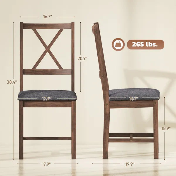 HOMCOM Set of 4 Dining Chairs, Upholstered X-Back Dining Room Chairs with Rubberwood Legs and Padded Seat for Kitchen, Gray - product image 3