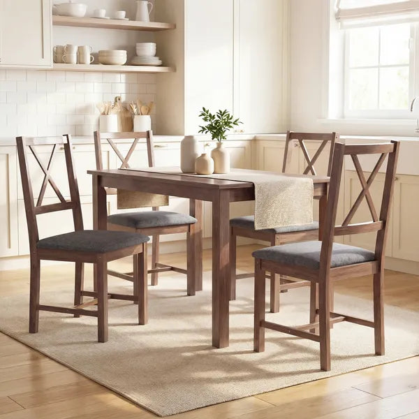 HOMCOM Set of 4 Dining Chairs, Upholstered X-Back Dining Room Chairs with Rubberwood Legs and Padded Seat for Kitchen, Gray - product image 11