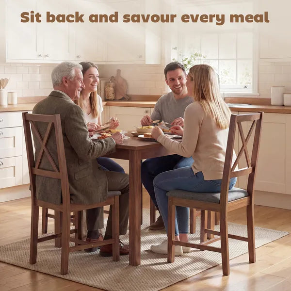 HOMCOM Set of 4 Dining Chairs, Upholstered X-Back Dining Room Chairs with Rubberwood Legs and Padded Seat for Kitchen, Gray - product image 4