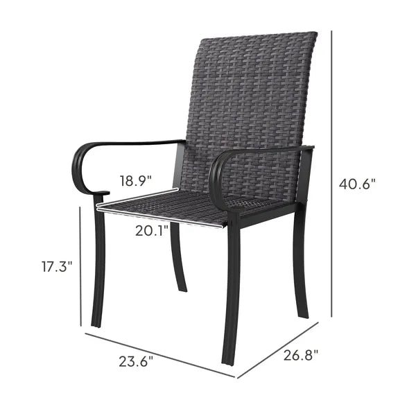 Outsunny Set of 4 Outdoor Wicker Dining Chairs with Armrest, Steel Frame, Highback and Deep Seating, Brown - product image 3
