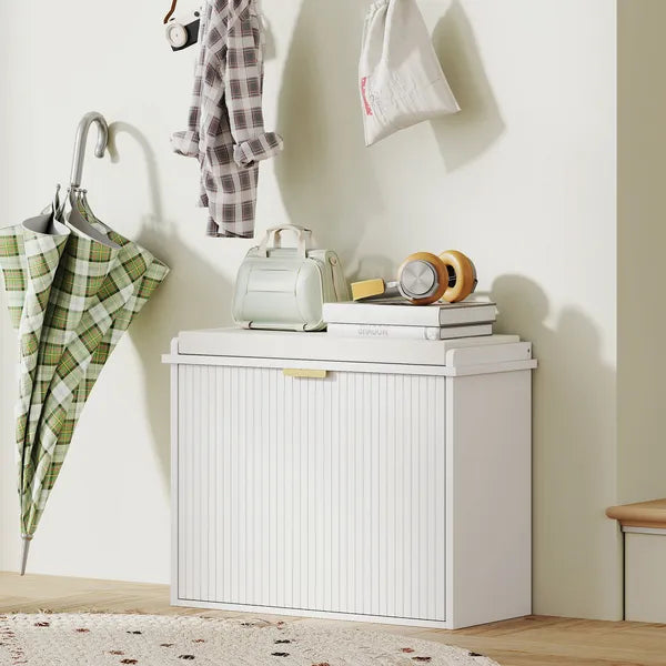 Shoe Storage Bench with Padded Seat Cushion and Flip-Drawer, Entryway Bench, Shoe Cabinet, 24.4x10.2x18.7 Inches, White - product image 10