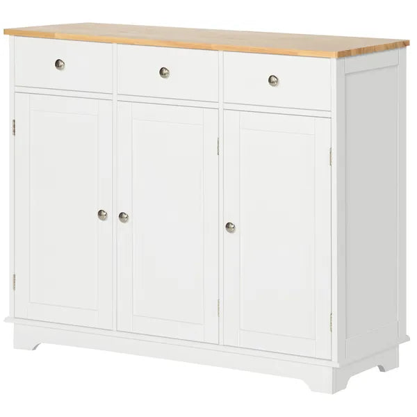 HOMCOM Sideboard Buffet Cabinet, 3-Doors Kitchen Cabinet, Coffee Bar Storage with 3 Drawers, Adjustable Shelf for Living Room and Hallway, White - product image 14