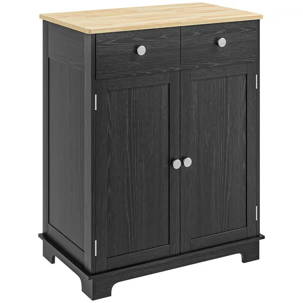 Sideboard Buffet Cabinet Black Kitchen Coffee Bar Storage with Solid Wood Top Adjustable Shelf 2 Drawers for Living Room - product image 11