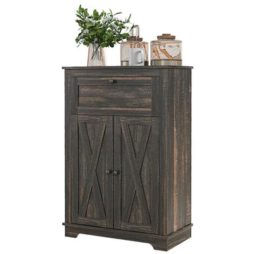 Sideboard Buffet Storage Cabinet, Small Free Standing Cabinet with Doors and Drawer for Kitchen, Living room, Dark Brown - product image 1