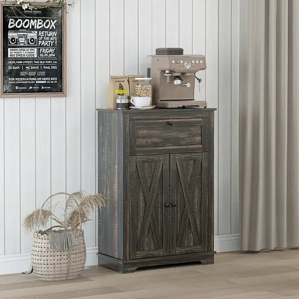 Sideboard Buffet Storage Cabinet, Small Free Standing Cabinet with Doors and Drawer for Kitchen, Living room, Dark Brown - product image 2