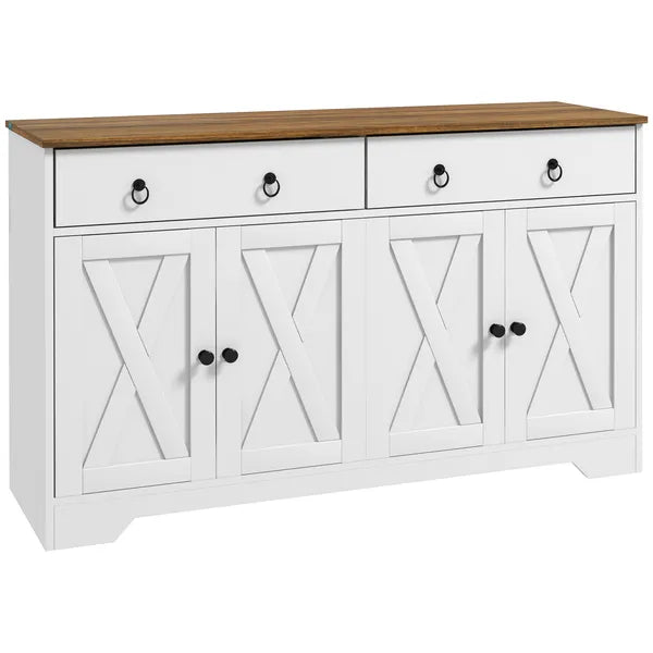 HOMCOM Sideboard Buffet with 2 Drawers, 4 Barn Doors and 2 Adjustable Shelves, Kitchen Buffet Cabinet for Living Room, White - product image 11