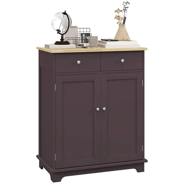 HOMCOM Sideboard Floor Cupboard with Solid Wood Top, Adjustable Shelf and 2 Drawers Versatile Kitchen Storage Cabinet - product image 11