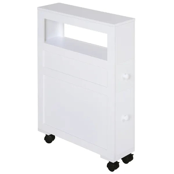 HOMCOM Slim Bathroom Storage Cabinet Narrow with Shelf 2 Drawers 4 Casters Floor Organizer White - product image 11
