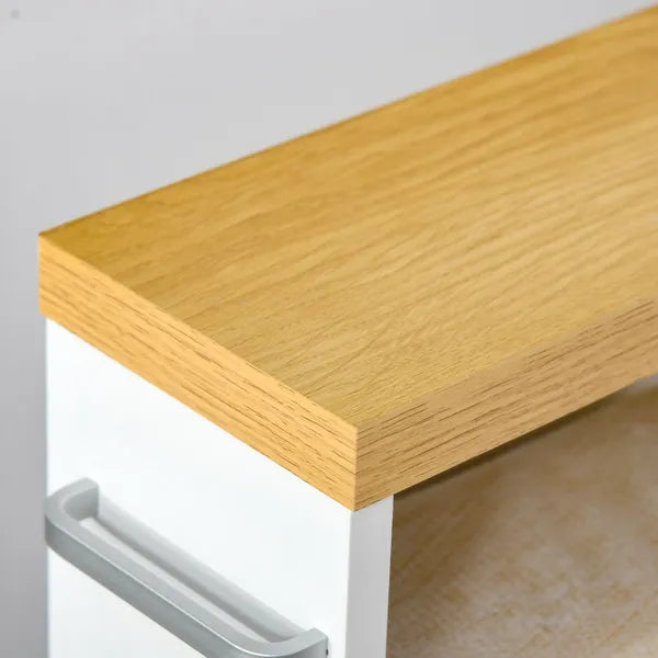 Kleankin Slim Bathroom Storage Cabinet Rolling Wheels Shelves Toilet Paper Holder White - product image 10
