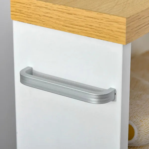 Kleankin Slim Bathroom Storage Cabinet Rolling Wheels Shelves Toilet Paper Holder White - product image 11