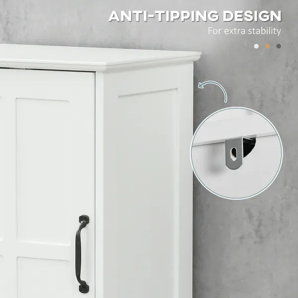 Kleankin Slim Bathroom Storage Cabinet, Tall Linen Tower with Open Shelf, Drawer, Recessed Doors and Adjustable Shelves, White - product image 6
